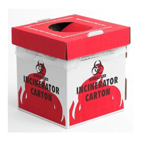 Bel-Art Bel-Art Cardboard Biohazard Incinerator Carton, Benchtop Model, 8" x 8" x 10", Red, 6/PK F13205-0002